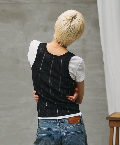 paradigm（パラダイム）の「【paradigm】コットンモダール針抜シアーリブタンク（タンクトップ・レディース・チャコールグレー/ホワイト/ライトグレー/ピンク/ブラック・SMALL/MEDIUM）」の14枚目の写真