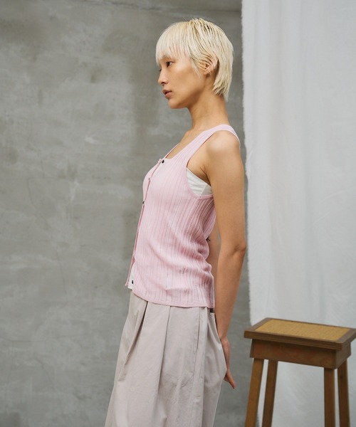 paradigm（パラダイム）の「【paradigm】コットンモダール針抜シアーリブタンク（タンクトップ・レディース・チャコールグレー/ホワイト/ライトグレー/ピンク/ブラック・SMALL/MEDIUM）」の18枚目の写真