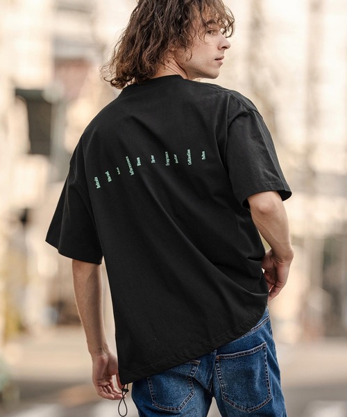 CAMBIO（カンビオ）の「mt10333-裾ドローコード付きプリントTシャツ（IN FULL BLOOM）(2601125MCB)（Tシャツ/カットソー・メンズ・スミクロ/ブラック/ホワイト・L/XL/M）」の5枚目の写真