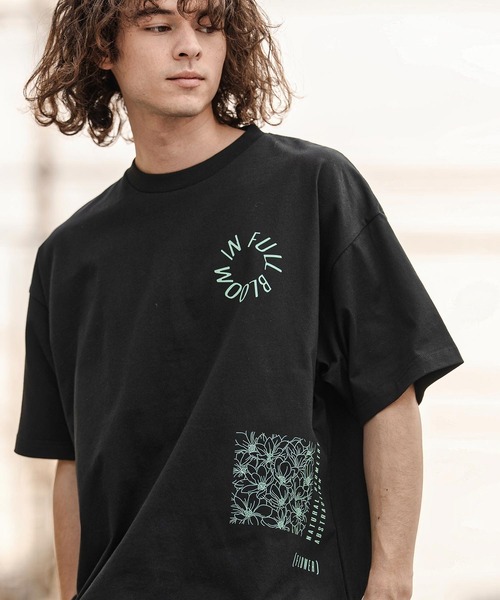 CAMBIO（カンビオ）の「mt10333-裾ドローコード付きプリントTシャツ（IN FULL BLOOM）(2601125MCB)（Tシャツ/カットソー・メンズ・スミクロ/ブラック/ホワイト・L/XL/M）」の6枚目の写真