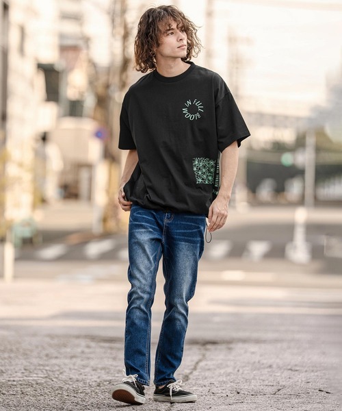 CAMBIO（カンビオ）の「mt10333-裾ドローコード付きプリントTシャツ（IN FULL BLOOM）(2601125MCB)（Tシャツ/カットソー・メンズ・スミクロ/ブラック/ホワイト・L/XL/M）」の9枚目の写真