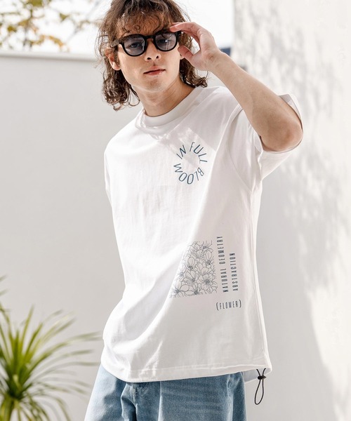 CAMBIO（カンビオ）の「mt10333-裾ドローコード付きプリントTシャツ（IN FULL BLOOM）(2601125MCB)（Tシャツ/カットソー・メンズ・スミクロ/ブラック/ホワイト・L/XL/M）」の10枚目の写真