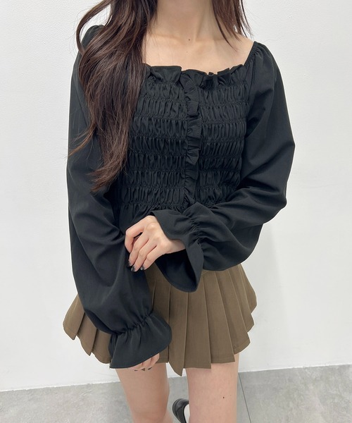 PHILLY(フィリー)の「フリルシャーリングブラウス(シャツ/ブラウス・レディース・ブラック/ホワイト・FREE)」の8枚目の写真