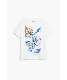 ボタニカルフラワープリントTシャツ 白