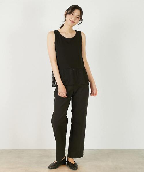 MELROSE claire(メルローズ クレール)の「【コットンフライス+リーフレースタンクトップ】(タンクトップ・レディース・グレー/ブラック/ベージュ/オフホワイト・FREE)」の9枚目の写真