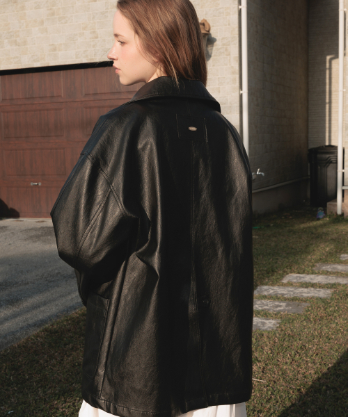 DEHEVE（デヘヴェ）の「Classic Leather Half Jacket [Black]（ライダースジャケット・レディース・ブラック・FREE）」の6枚目の写真
