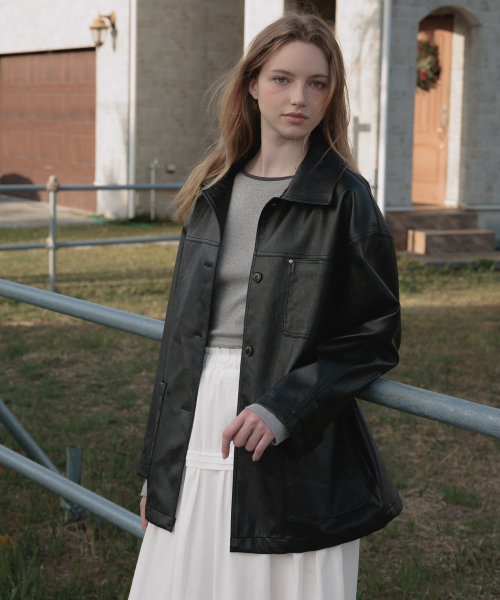 DEHEVE（デヘヴェ）の「Classic Leather Half Jacket [Black]（ライダースジャケット・レディース・ブラック・FREE）」の9枚目の写真