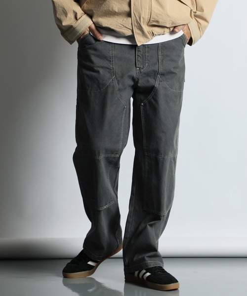 The DUFFER of ST.GEORGE（ザダファーオブセントジョージ）の「VINTAGE PIGMENT DUCK W KNEE WORK PANTS：ヴィンテージ加工 ダック ダブルニー ワークパンツ（その他パンツ・メンズ・アイボリー/チャコールグレー・LARGE/MEDIUM）」の5枚目の写真