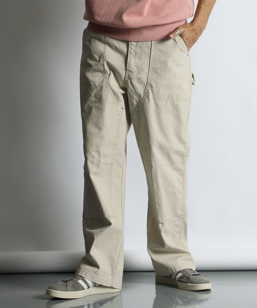 The DUFFER of ST.GEORGE（ザダファーオブセントジョージ）の「VINTAGE PIGMENT DUCK W KNEE WORK PANTS：ヴィンテージ加工 ダック ダブルニー ワークパンツ（その他パンツ・メンズ・アイボリー/チャコールグレー・LARGE/MEDIUM）」の3枚目の写真