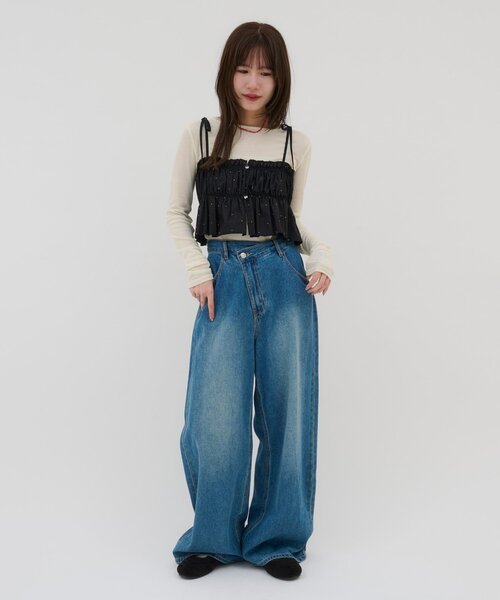 DISCOAT(ディスコート)の「【umm.】ビジューキャミソール(シャツ/ブラウス・レディース・ブラック/サックスブルー/ピンク・FREE)」の8枚目の写真