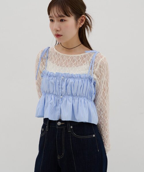 DISCOAT(ディスコート)の「【umm.】ビジューキャミソール(シャツ/ブラウス・レディース・ブラック/サックスブルー/ピンク・FREE)」の22枚目の写真