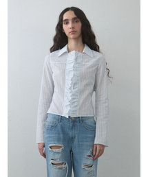 Kijun | Ruffle Detail Shirt Sky Blue(シャツ/ブラウス)