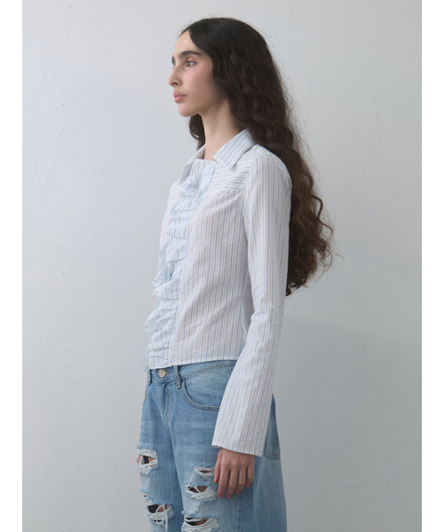 Kijun（キジュン）の「Ruffle Detail Shirt Sky Blue（シャツ/ブラウス・レディース・その他・SMALL/MEDIUM）」の2枚目の写真