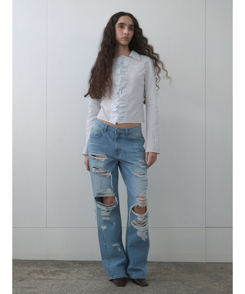 Kijun（キジュン）の「Ruffle Detail Shirt Sky Blue（シャツ/ブラウス・レディース・その他・SMALL/MEDIUM）」の4枚目の写真