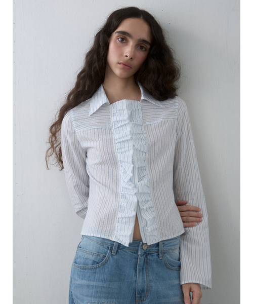 Kijun（キジュン）の「Ruffle Detail Shirt Sky Blue（シャツ/ブラウス・レディース・その他・SMALL/MEDIUM）」の6枚目の写真