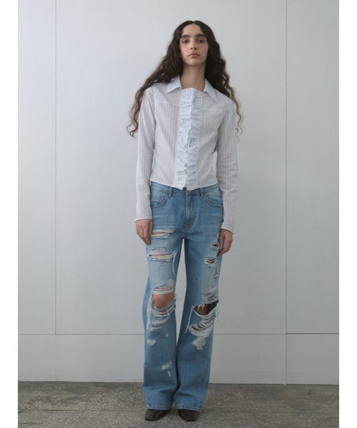 Kijun（キジュン）の「Ruffle Detail Shirt Sky Blue（シャツ/ブラウス・レディース・その他・SMALL/MEDIUM）」の8枚目の写真