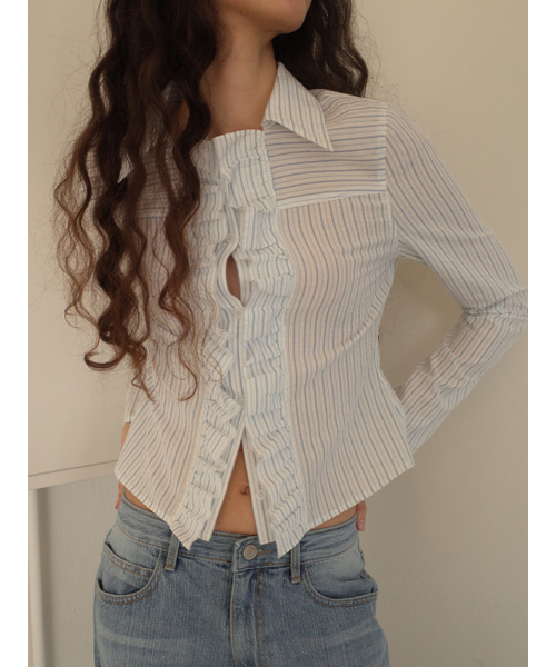 Kijun（キジュン）の「Ruffle Detail Shirt Sky Blue（シャツ/ブラウス・レディース・その他・SMALL/MEDIUM）」の9枚目の写真