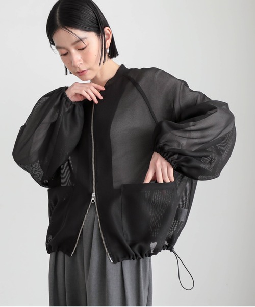 for/c(フォーシー)の「やわらかメッシュブルゾン【サスティナブル】(ブルゾン・レディース・ブラック/オフホワイト・M/L)」の8枚目の写真