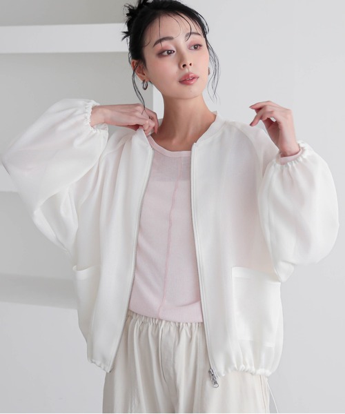 for/c(フォーシー)の「やわらかメッシュブルゾン【サスティナブル】(ブルゾン・レディース・ブラック/オフホワイト・M/L)」の22枚目の写真