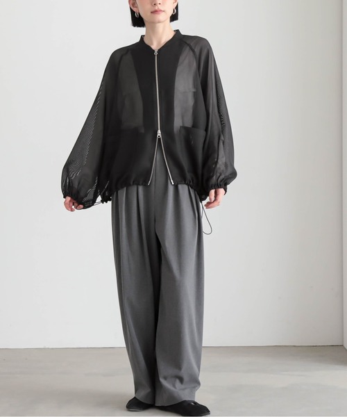 for/c(フォーシー)の「やわらかメッシュブルゾン【サスティナブル】(ブルゾン・レディース・ブラック/オフホワイト・M/L)」の11枚目の写真