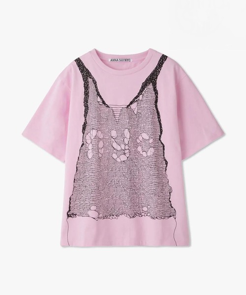 anna sui nyc(アナ スイ エヌ ワイ シー)の「ANNA SUI NYC / アナスイエヌワイシー トロンプルイユプリントビッグTシャツ(Tシャツ/カットソー・レディース・ブラック/ピンク/ホワイト・FREE)」の3枚目の写真