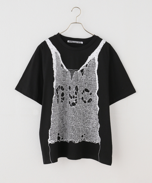 anna sui nyc(アナ スイ エヌ ワイ シー)の「ANNA SUI NYC / アナスイエヌワイシー トロンプルイユプリントビッグTシャツ(Tシャツ/カットソー・レディース・ブラック/ピンク/ホワイト・FREE)」の7枚目の写真