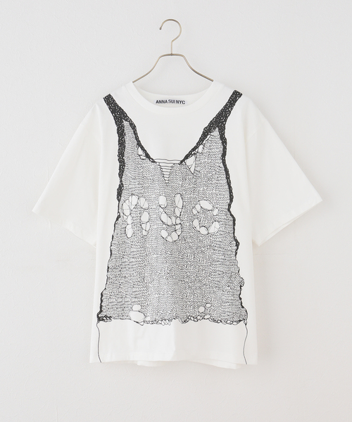 anna sui nyc(アナ スイ エヌ ワイ シー)の「ANNA SUI NYC / アナスイエヌワイシー トロンプルイユプリントビッグTシャツ(Tシャツ/カットソー・レディース・ブラック/ピンク/ホワイト・FREE)」の13枚目の写真