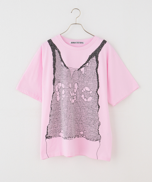 anna sui nyc(アナ スイ エヌ ワイ シー)の「ANNA SUI NYC / アナスイエヌワイシー トロンプルイユプリントビッグTシャツ(Tシャツ/カットソー・レディース・ブラック/ピンク/ホワイト・FREE)」の15枚目の写真