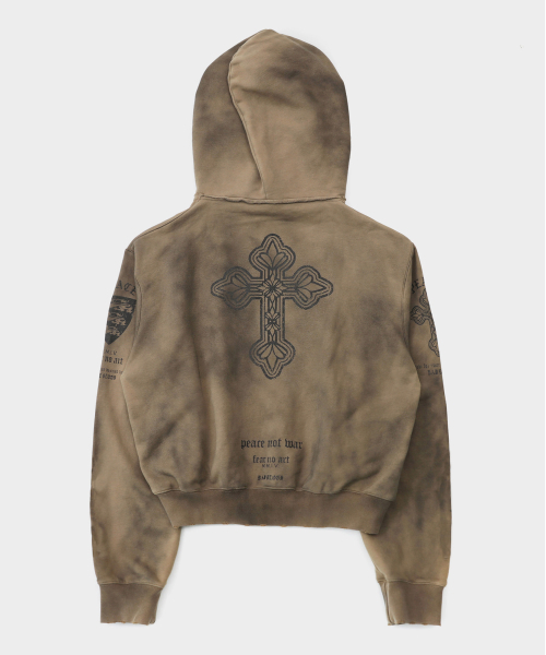 BADBLOOD（バッドブラッド）の「PEACE NOT WAR フードパーカー - ダスティベージュ（パーカー・レディース・その他・S/M/L）」の2枚目の写真