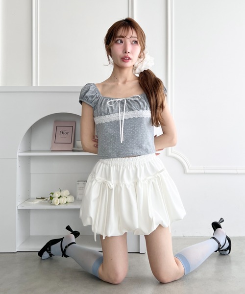 Loueme(ルエム)の「ドットレースミニトップス(Tシャツ/カットソー・レディース・ホワイト/ブラック/グレー・FREE)」の22枚目の写真