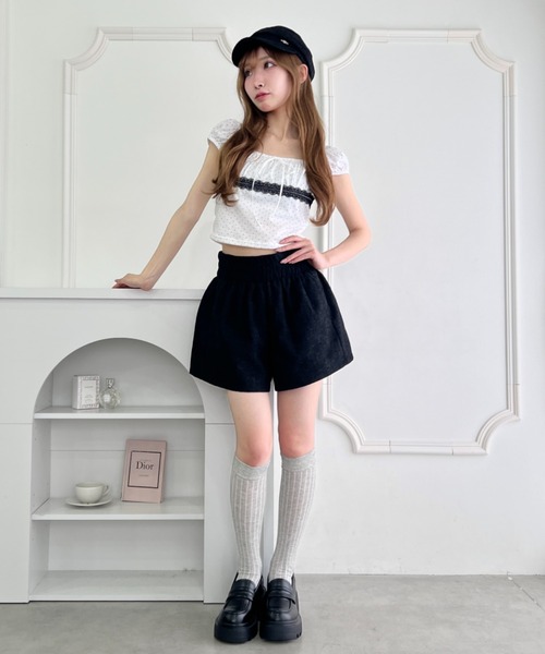 Loueme(ルエム)の「ドットレースミニトップス(Tシャツ/カットソー・レディース・ホワイト/ブラック/グレー・FREE)」の12枚目の写真