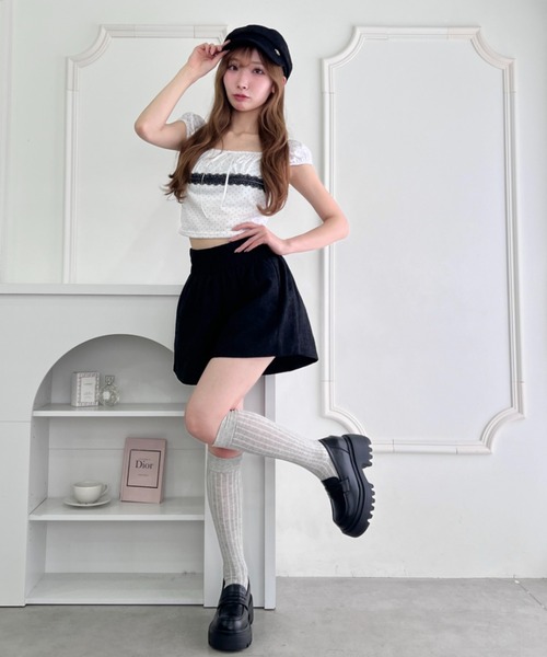 Loueme(ルエム)の「ドットレースミニトップス(Tシャツ/カットソー・レディース・ホワイト/ブラック/グレー・FREE)」の13枚目の写真