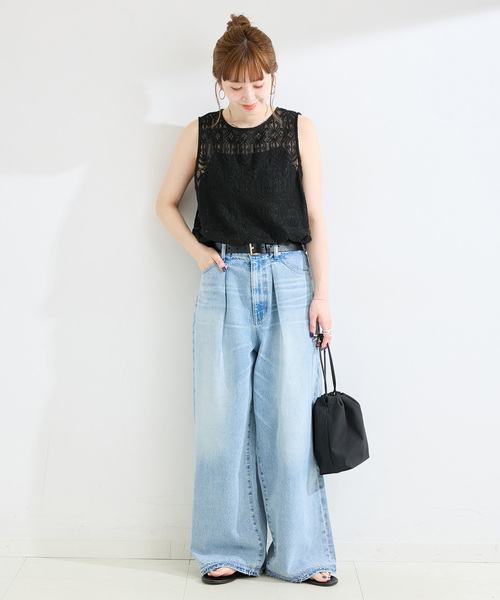 追加》【WEB限定】手洗い可 / 総レースノースリーブブラウス（シャツ