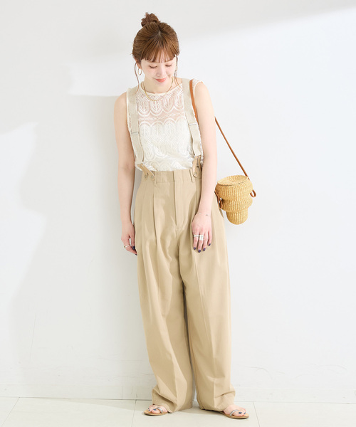 追加》【WEB限定】手洗い可 / 総レースノースリーブブラウス（シャツ