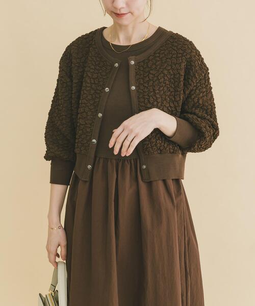 ITEMS URBANRESEARCH(アイテムズ アーバンリサーチ)の「フクレジャガードセットワンピ(ワンピース・レディース・ブラック/ブラウン・FREE)」の2枚目の写真