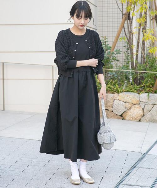 ITEMS URBANRESEARCH(アイテムズ アーバンリサーチ)の「フクレジャガードセットワンピ(ワンピース・レディース・ブラック/ブラウン・FREE)」の1枚目の写真