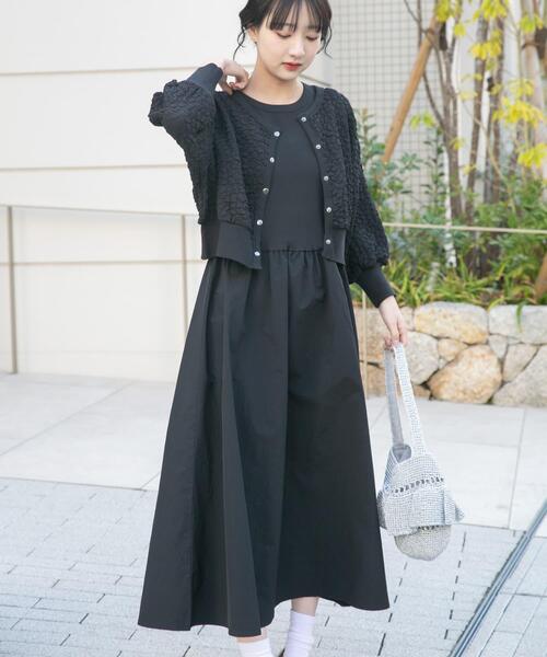ITEMS URBANRESEARCH(アイテムズ アーバンリサーチ)の「フクレジャガードセットワンピ(ワンピース・レディース・ブラック/ブラウン・FREE)」の20枚目の写真