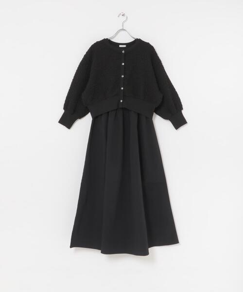 ITEMS URBANRESEARCH(アイテムズ アーバンリサーチ)の「フクレジャガードセットワンピ(ワンピース・レディース・ブラック/ブラウン・FREE)」の13枚目の写真