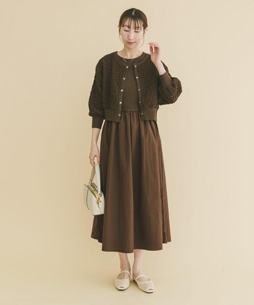 ITEMS URBANRESEARCH(アイテムズ アーバンリサーチ)の「フクレジャガードセットワンピ(ワンピース・レディース・ブラック/ブラウン・FREE)」の18枚目の写真