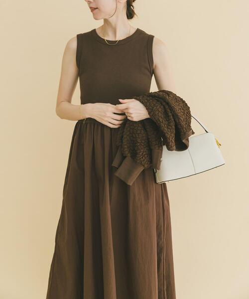 ITEMS URBANRESEARCH(アイテムズ アーバンリサーチ)の「フクレジャガードセットワンピ(ワンピース・レディース・ブラック/ブラウン・FREE)」の7枚目の写真