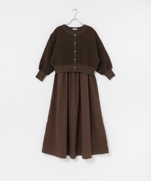 ITEMS URBANRESEARCH(アイテムズ アーバンリサーチ)の「フクレジャガードセットワンピ(ワンピース・レディース・ブラック/ブラウン・FREE)」の10枚目の写真