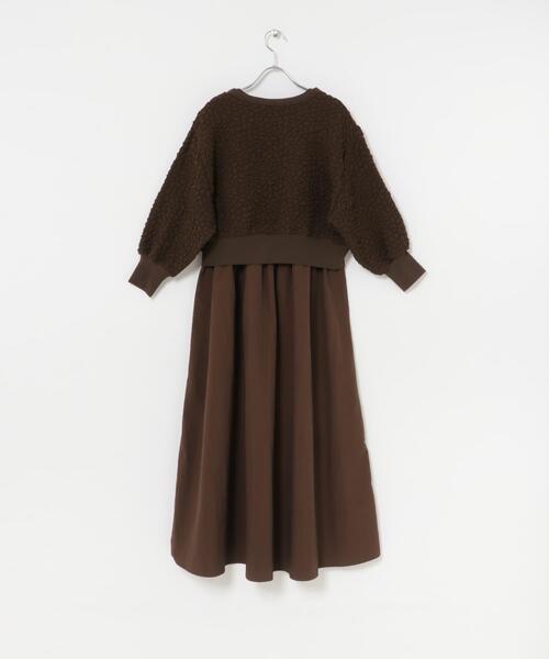 ITEMS URBANRESEARCH(アイテムズ アーバンリサーチ)の「フクレジャガードセットワンピ(ワンピース・レディース・ブラック/ブラウン・FREE)」の5枚目の写真