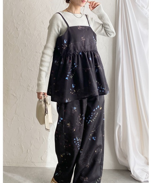She's Closet(シーズクローゼット)の「フレア フラワープリント 花柄 ペプラムキャミソール ビスチェ(キャミソール・レディース・ネイビー/オフホワイト/ブラック・FREE)」の7枚目の写真