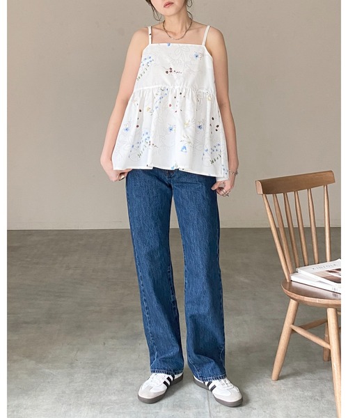 She's Closet(シーズクローゼット)の「フレア フラワープリント 花柄 ペプラムキャミソール ビスチェ(キャミソール・レディース・ネイビー/オフホワイト/ブラック・FREE)」の10枚目の写真