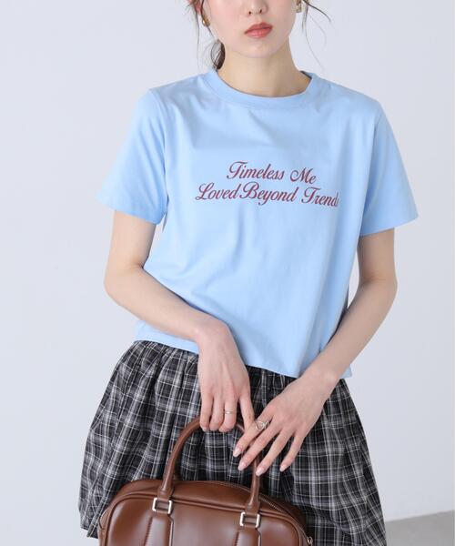 FREE'S MART（フリーズマート）の「◆ロゴプリントコンパクトＴシャツ（Tシャツ/カットソー・レディース・ブラック/ホワイト系その他/ホワイト/ブルー・FREE）」の4枚目の写真