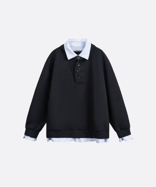 U:UME(ユーム)の「Fake Two Shirt Patchwork Sweat(スウェット・メンズ・ダークグレー/ブラック・X-LARGE/LARGE/MEDIUM/XX-LARGE)」の2枚目の写真