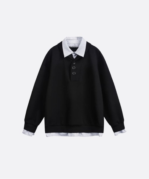 U:UME(ユーム)の「Fake Two Shirt Patchwork Sweat(スウェット・メンズ・ダークグレー/ブラック・X-LARGE/LARGE/MEDIUM/XX-LARGE)」の1枚目の写真