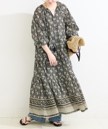 B.C STOCK（ベーセーストック）の「手洗い可   プリントギャザーボリュームワンピース（ワンピース）」