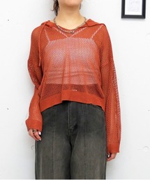 FUN（ファン）の「メッシュフードニット（ニット/セーター）」