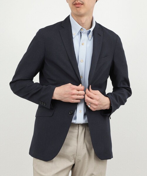 NOLLEY’S(ノーリーズ)の「《ビジカジ対応》トリコットサッカーテープ ボタンダウン半袖シャツ 26SS(シャツ/ブラウス・メンズ・オフホワイト/ブルー系その他/ネイビー・S/M/L/XL/XXL)」の9枚目の写真